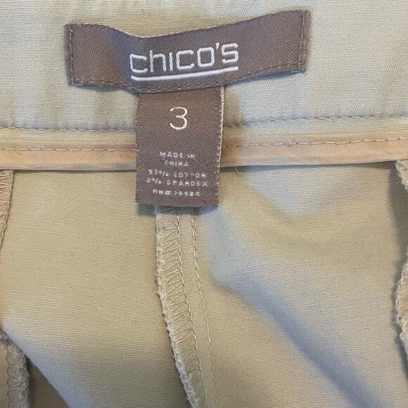 Chicos Women Cropped Cotton Pants XL Cream Straight Leg Coastal Comfort Neutral - Picture 2 of 10